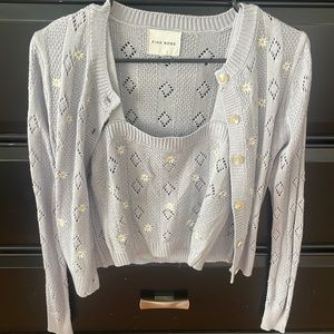 Blue floral tank/cardigan set
